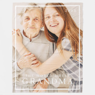 Modern Simple World's Best Grandma Photo Helgdag Fleecefilt