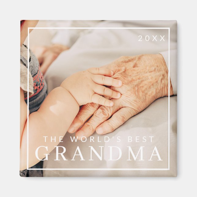 Modern Simple World's Best Grandma Photo Helgdag Magnet (Framsidan)