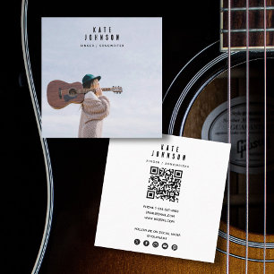 Modern Singer Musician Photo Social Media QR-kod Fyrkantigt Visitkort