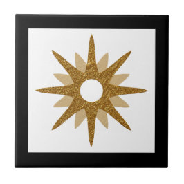 Modern Single Guld Starburst Black Ram Ceramic T Kakelplatta