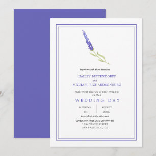Modern Single Lavender Sprig Bröllop Inbjudningar