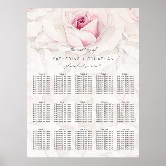 Modern sittplats för Blommigt i Rosa ros, vattenfä Poster (Framsidan)
