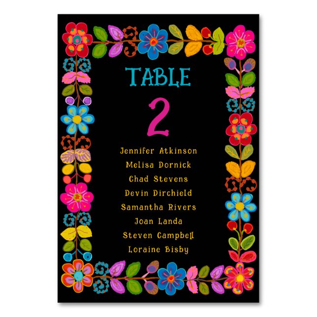 Modern sittplats i Mexikanska bröllop Bordsnummer (Framsidan)