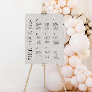 Modern sittplatsplan för alfabetiskt Bröllop i Tau Poster