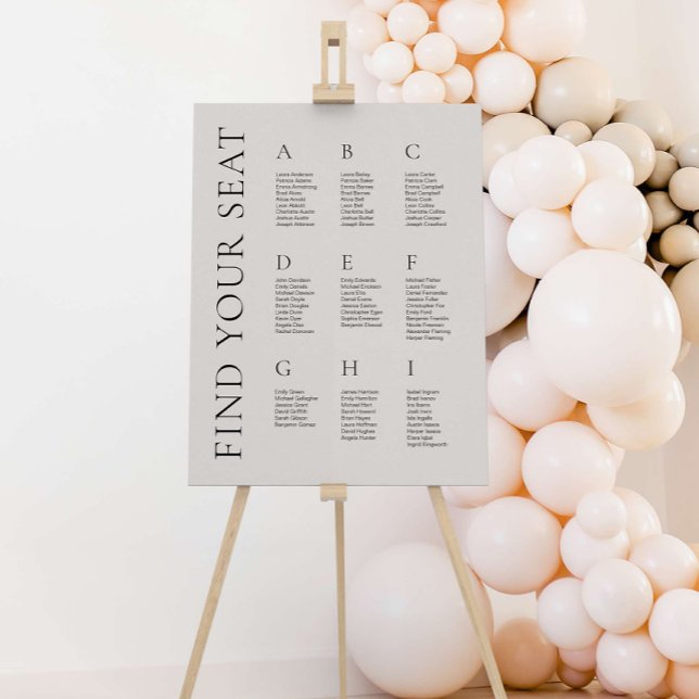 Modern sittplatsplan för alfabetiskt Bröllop i Tau Poster (Skapare uppladdad)