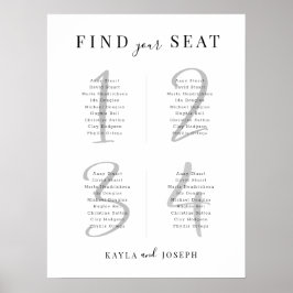 Modern sittplatsplan för Bröllop-brädan Bord 4 Poster