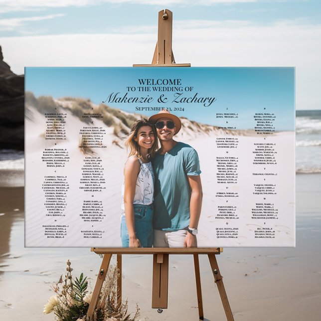 Modern sittplatsplan för bröllop med foto, elegant poster (Skapare uppladdad)