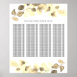 Modern sittplatsplan för Guld Löv Bröllop Poster