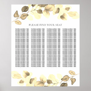 Modern sittplatsplan för Guld Löv Bröllop Poster