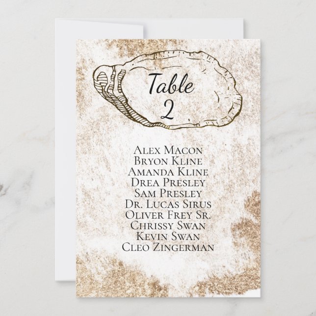 Modern sittplatsplan för ostron med vattenfärg inbjudningar (Framsida)