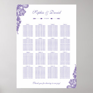 Modern sittplatsplan för Ultra Violet Snöre Bröllo Poster
