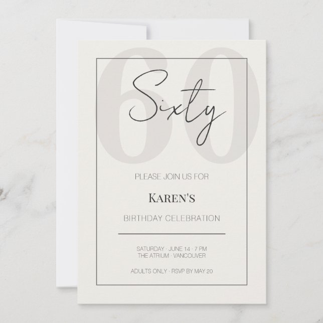 Modern Sixty 60th Birthday Celebration  Inbjudningar (Framsida)