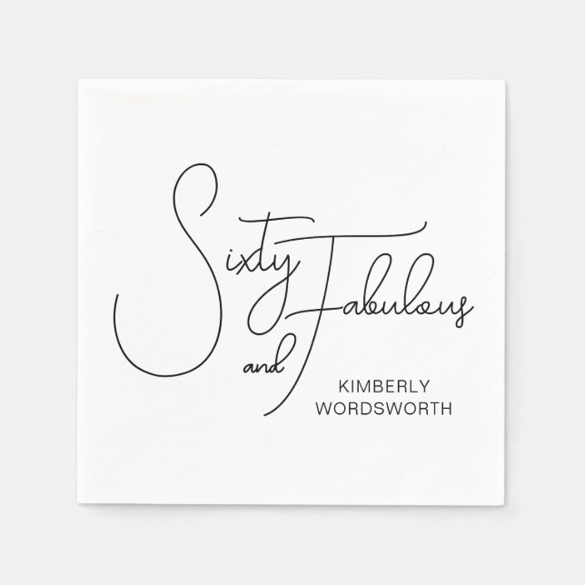 Modern Sixty and Fabulous 60th Birthday Party Pappersservett (Framsidan)