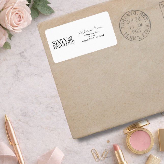 Modern Sixty and Fabulous Bold 60th Birthday Party Adressetikett (Skapare uppladdad)