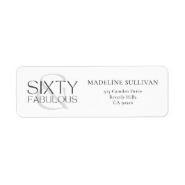 Modern Sixty and Fabulous Bold 60th Birthday Party Returadress Etikett
