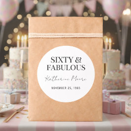 Modern Sixty and Fabulous Bold 60th Birthday Party Runt Klistermärke