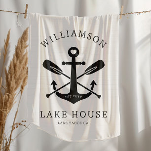 Modern Sjö House Family Namn Anchor Oars Paddles Fleecefilt