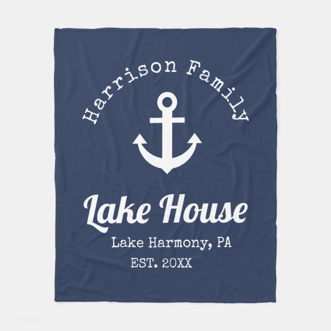 Modern Sjö House Family Namn Fleece Blanket (Framsidan)