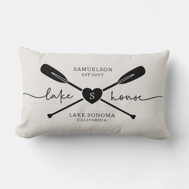 Modern Sjö House-skript Rustic Wood Lumbarkudde (Framsida)