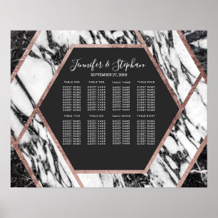 Modern sjö- och sittplatsplan för marmor Ro-Guld-t Poster