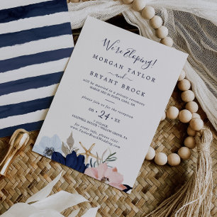 Modern Sjöfart Blommig Elopement Mottagning Inbjudningar