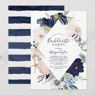 Modern sjöfart Blommig Sängvätstparty Inbjudningar