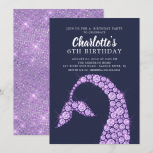Modern Sjöjungfru Birthday-inbjudan till Lila Inbjudningar
