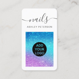Modern sjöjungfru glitter lila blue nagel visitkort