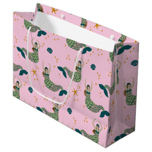 Modern Sjöjungfru Siren Theme Illustration Rosa Sk