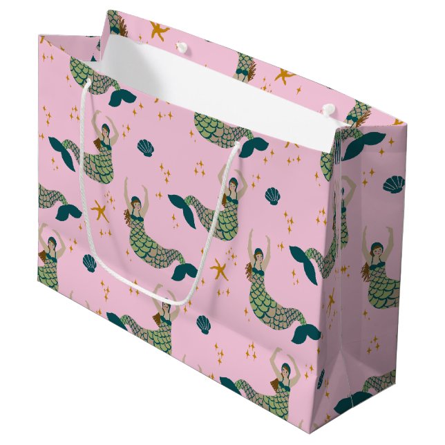 Modern Sjöjungfru Siren Theme Illustration Rosa Sk (Framsidan Vinklad)