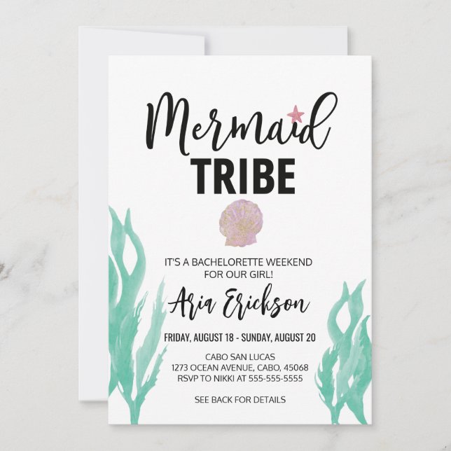 Modern Sjöjungfru Tribe Bachelorette Party-inbjuda Inbjudningar (Framsida)