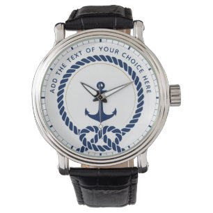 Modern sjörep och ankare Anpassad text Armbandsur