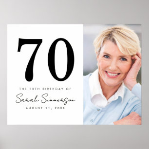 Modern sjuttio svart vit foto 70-årsdag poster