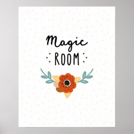Modern skandalomi magi-rum med blommor i plantskol poster