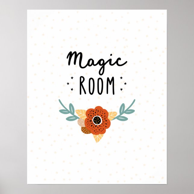 Modern skandalomi magi-rum med blommor i plantskol poster (Framsidan)