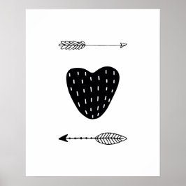Modern skandi Heart och pilar Poster