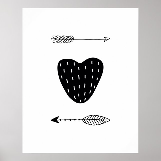 Modern skandi Heart och pilar Poster (Framsidan)