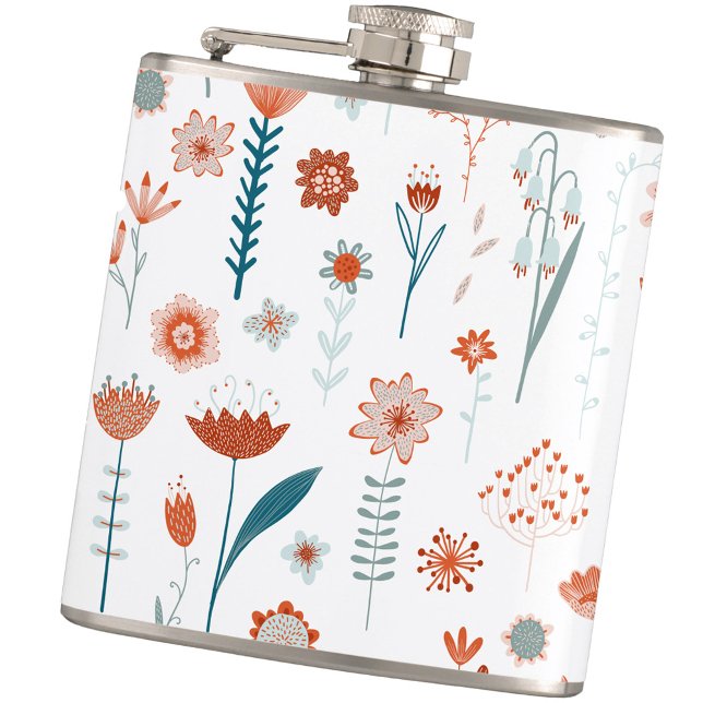 Modern skandinavisk Blommigt Fickplunta (Modern Scandinavian floral hip flask)