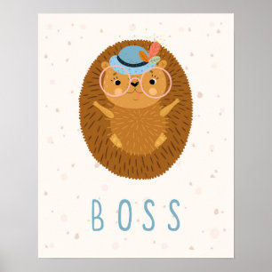 Modern skandinavisk bossig igelkott barnkammare poster