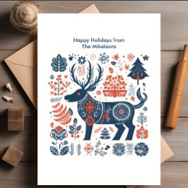 Modern Skandinavisk Jul i Skogen Julkort