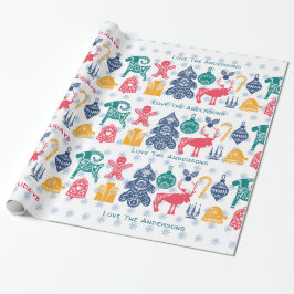 Modern skandinavisk julfolkart Papercut Presentpapper