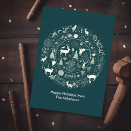 Modern Skandinavisk Julskogsstuga Julkort