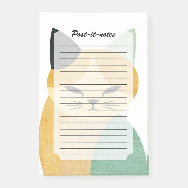 Modern Skandinavisk Minimalistisk Geometrisk Katt Post-it Block (Framsida)