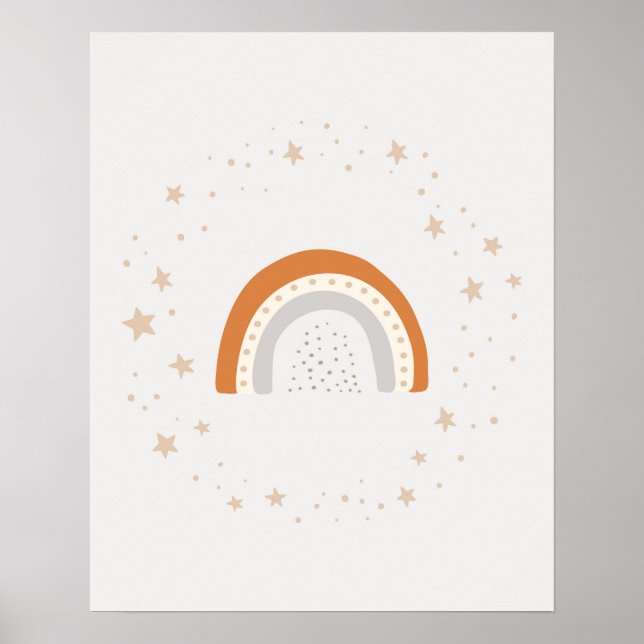 Modern skandinavisk söt regnbåge med stjärnor För  Poster (Framsidan)