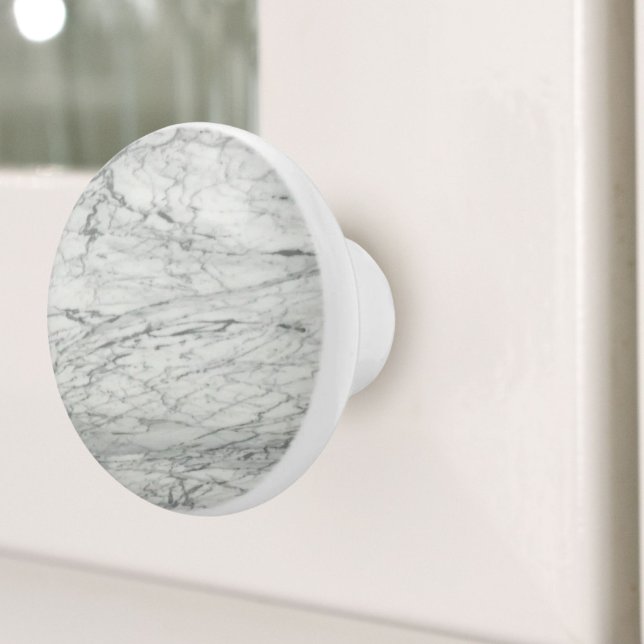 Modern skandinaviskt minimalistiskt Grått White Ma Knopp (Modern Scandinavian Minimalist Grey White Marble Ceramic Knob)