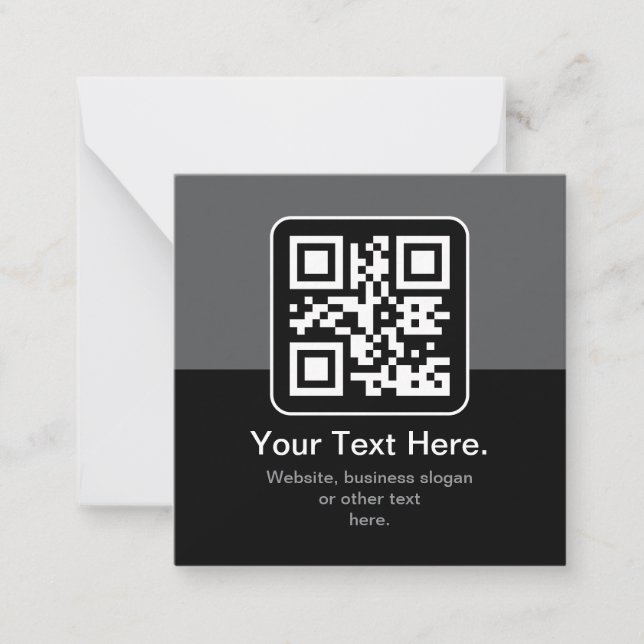 Modern skannbar QR-kod | Svart Grå & Vit Anteckningskort (Framsida)