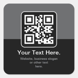 Modern skannbar QR-kod | Svart Grå & Vit Fyrkantigt Klistermärke
