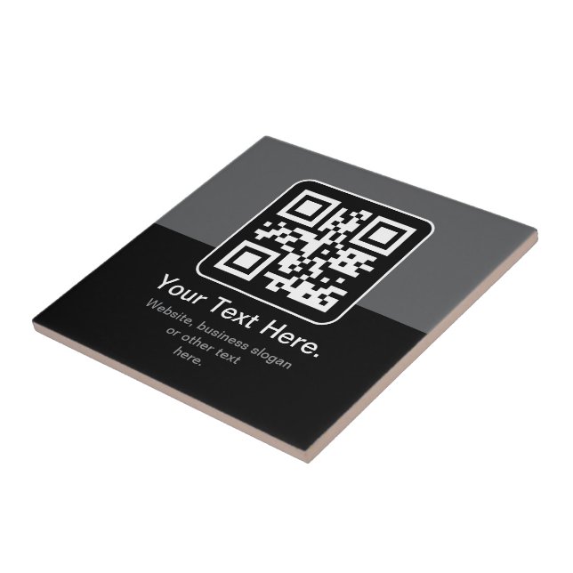 Modern skannbar QR-kod | Svart Grå & Vit Kakelplatta (Sidan)