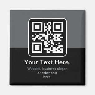Modern skannbar QR-kod   Svart Grå & Vit Magnet