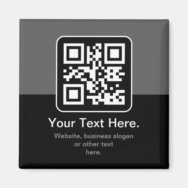 Modern skannbar QR-kod | Svart Grå & Vit Magnet (Framsidan)